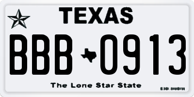 TX license plate BBB0913