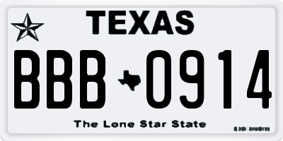 TX license plate BBB0914