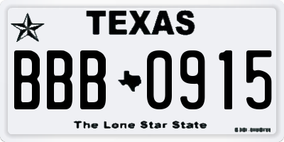 TX license plate BBB0915