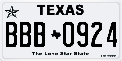 TX license plate BBB0924