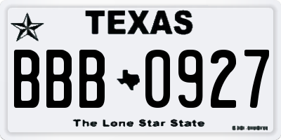 TX license plate BBB0927