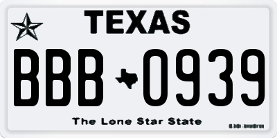 TX license plate BBB0939