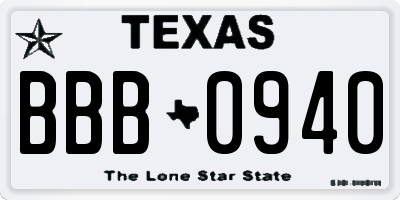 TX license plate BBB0940