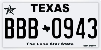 TX license plate BBB0943