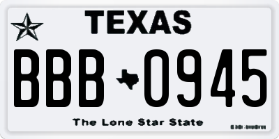 TX license plate BBB0945