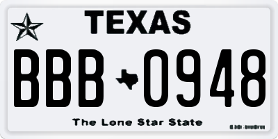 TX license plate BBB0948