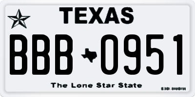 TX license plate BBB0951
