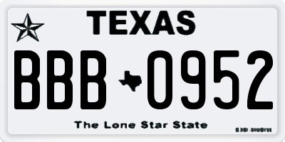 TX license plate BBB0952