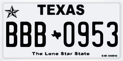 TX license plate BBB0953