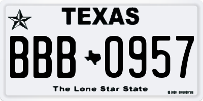 TX license plate BBB0957