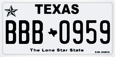 TX license plate BBB0959