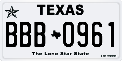 TX license plate BBB0961