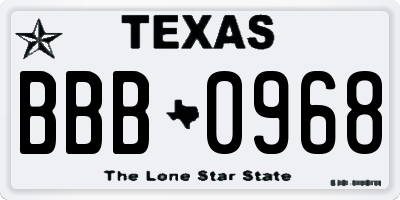 TX license plate BBB0968