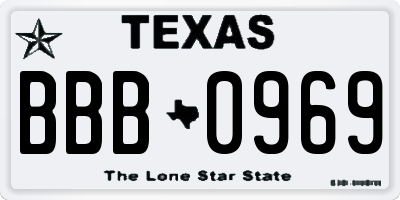 TX license plate BBB0969