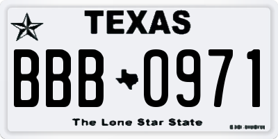 TX license plate BBB0971