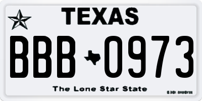 TX license plate BBB0973