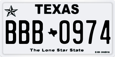 TX license plate BBB0974