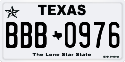 TX license plate BBB0976