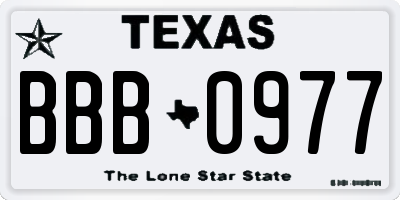 TX license plate BBB0977