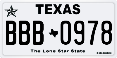 TX license plate BBB0978