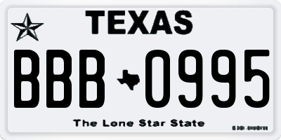 TX license plate BBB0995