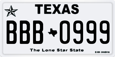 TX license plate BBB0999