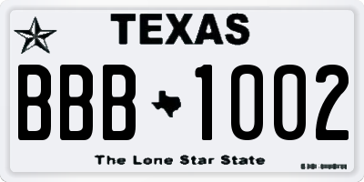 TX license plate BBB1002