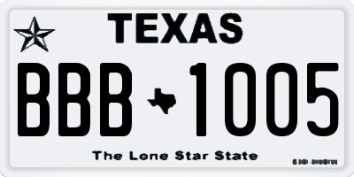 TX license plate BBB1005