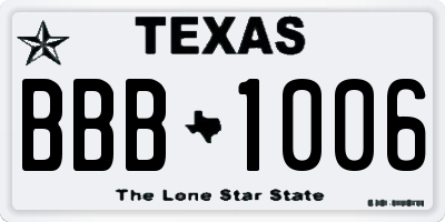 TX license plate BBB1006