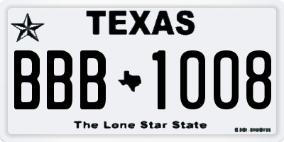 TX license plate BBB1008