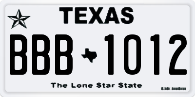 TX license plate BBB1012