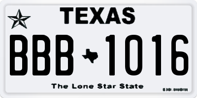 TX license plate BBB1016