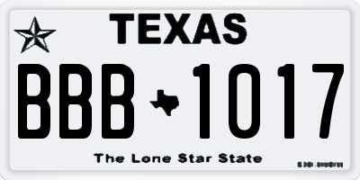 TX license plate BBB1017