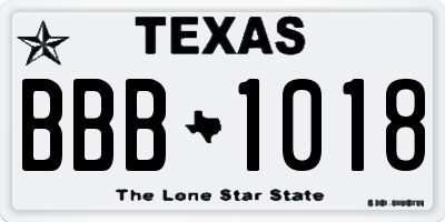 TX license plate BBB1018