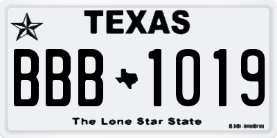 TX license plate BBB1019