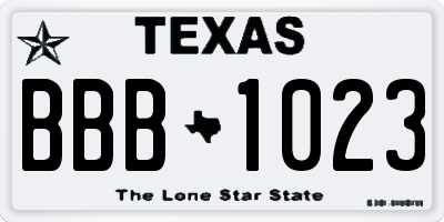 TX license plate BBB1023