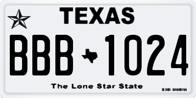 TX license plate BBB1024