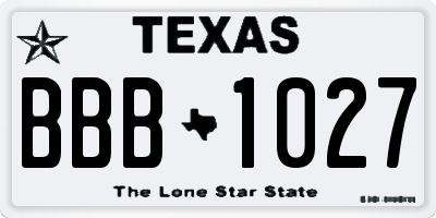 TX license plate BBB1027