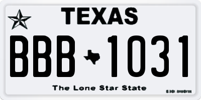 TX license plate BBB1031