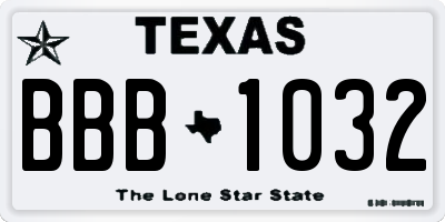 TX license plate BBB1032