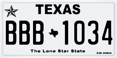 TX license plate BBB1034