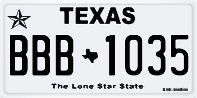 TX license plate BBB1035