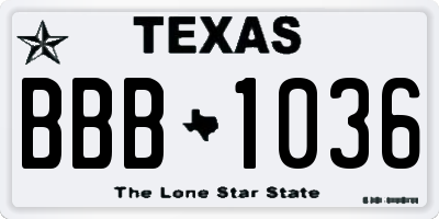 TX license plate BBB1036