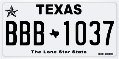 TX license plate BBB1037