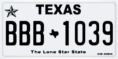 TX license plate BBB1039