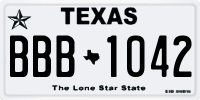 TX license plate BBB1042