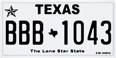 TX license plate BBB1043