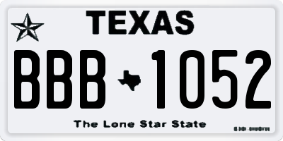 TX license plate BBB1052