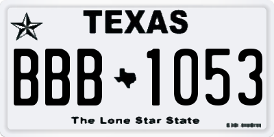 TX license plate BBB1053