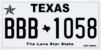 TX license plate BBB1058